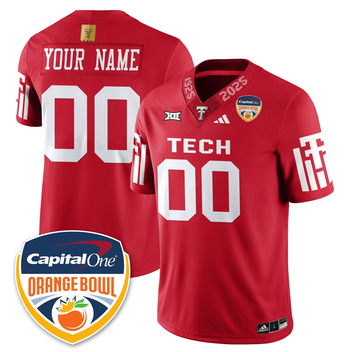 Custom TTU Vapor Limited Football Jersey - Orange Bowl - Stitched
