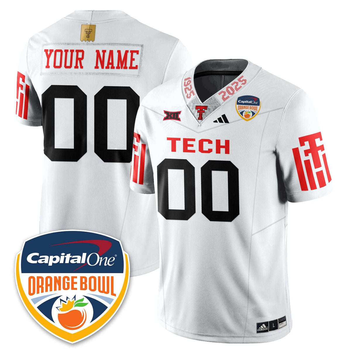 Custom TTU Vapor Limited Football Jersey - Orange Bowl - Stitched