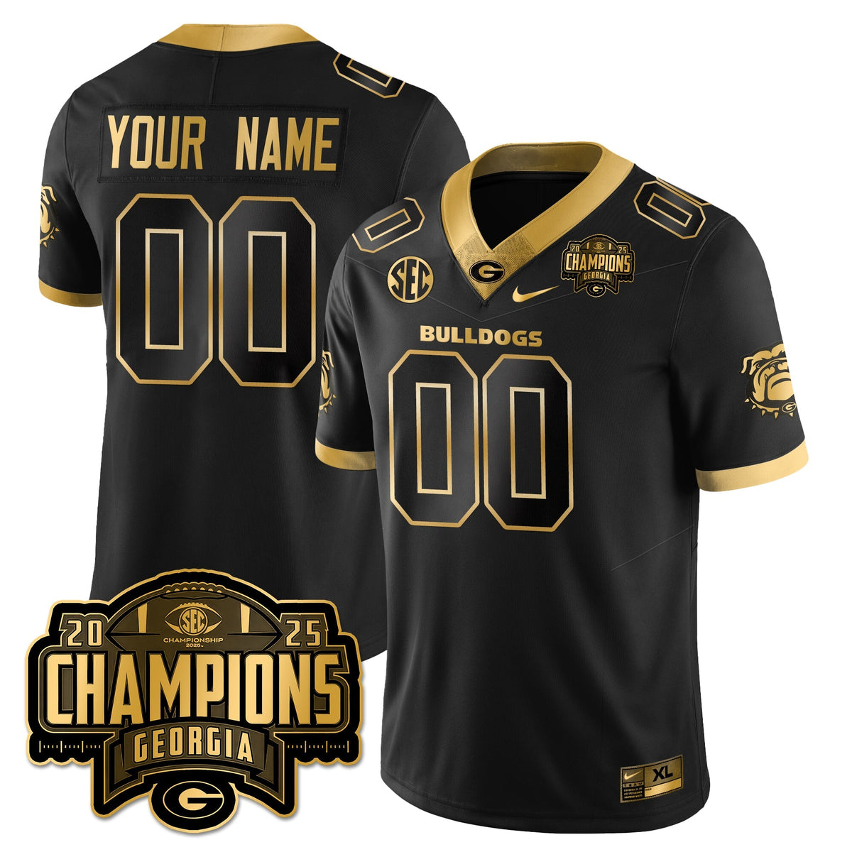 Custom UGA Vapor Limited Gold Jersey - SEC Football Champions