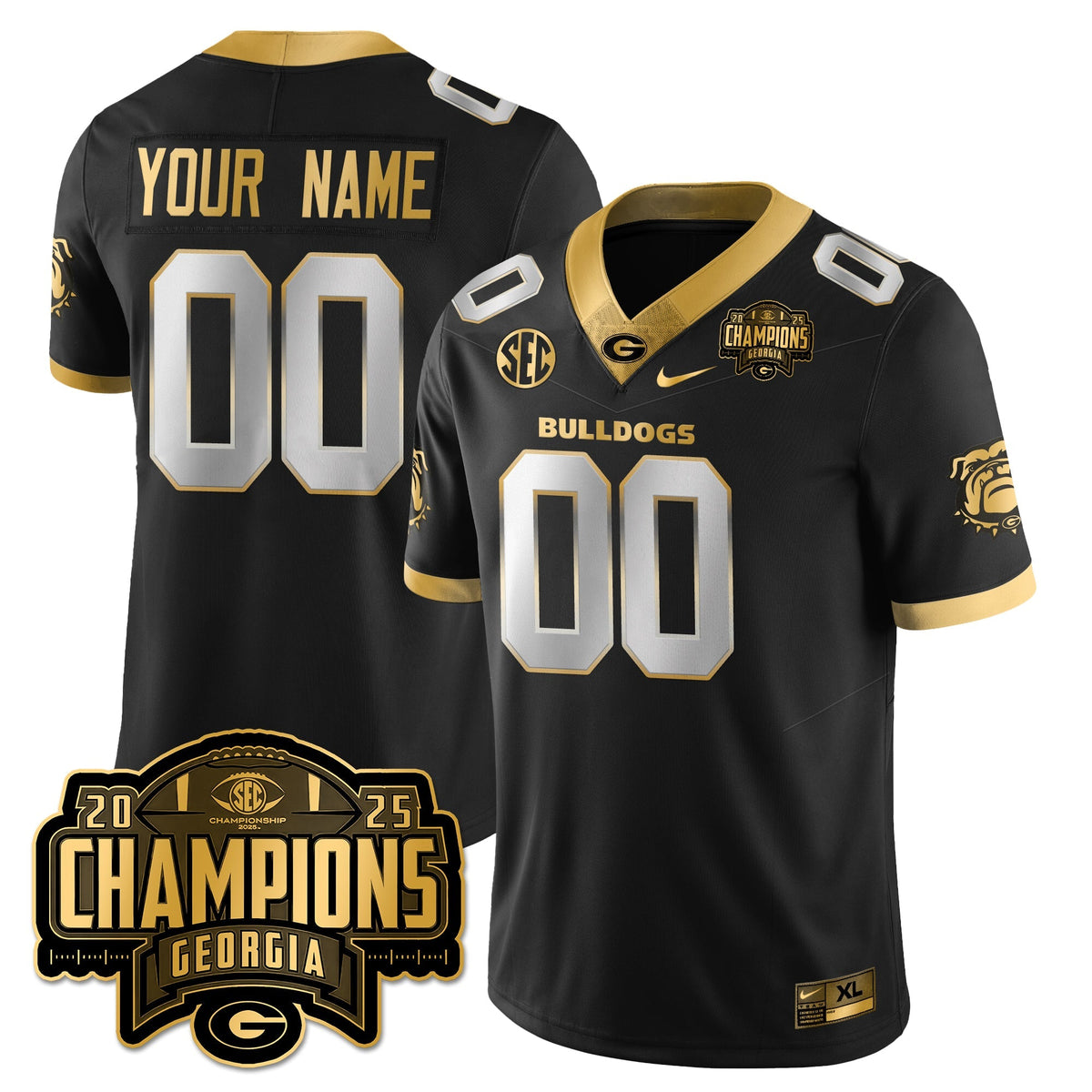 Custom UGA Vapor Limited Gold Jersey - SEC Football Champions