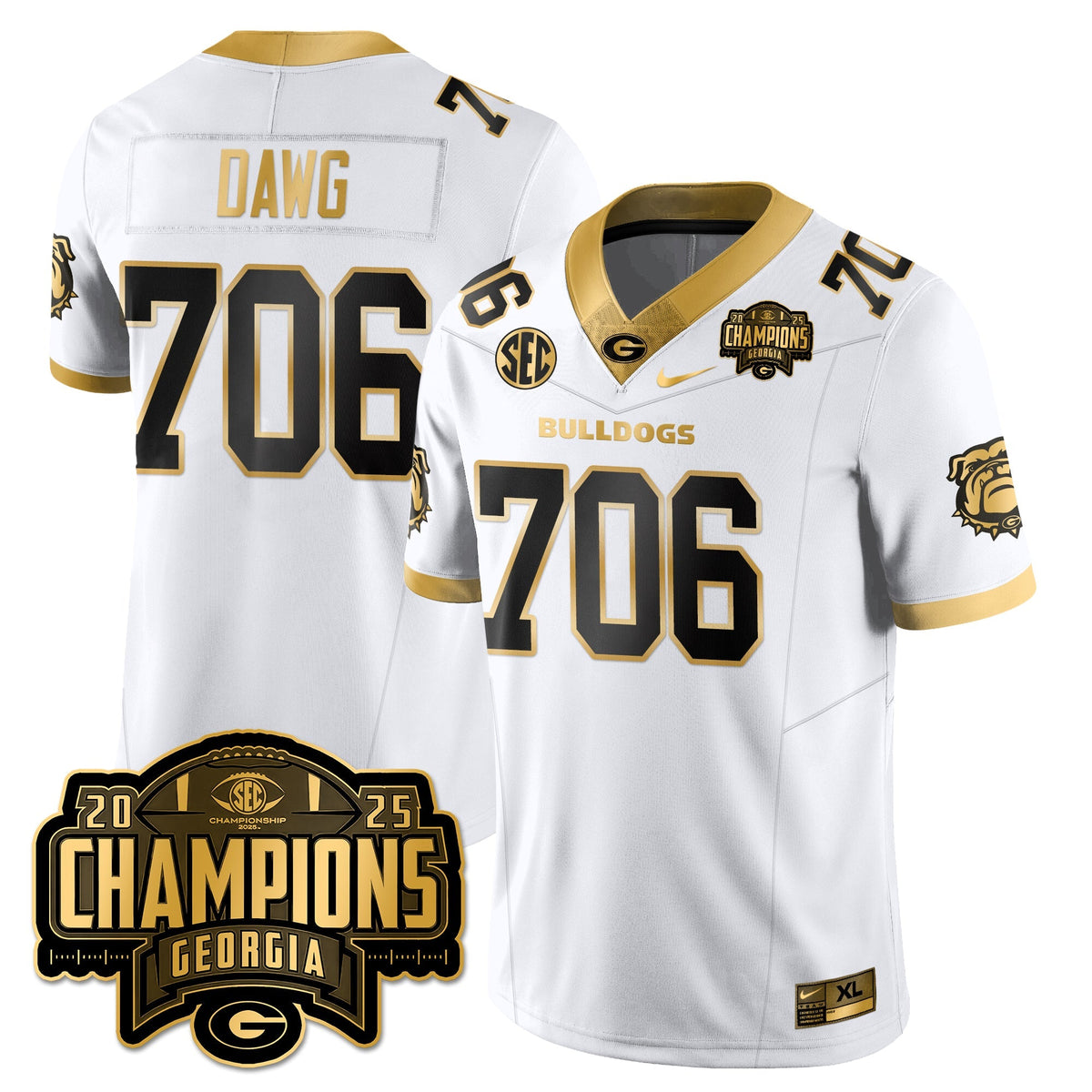 UGA Vapor Limited Gold Jersey - SEC Football Champions