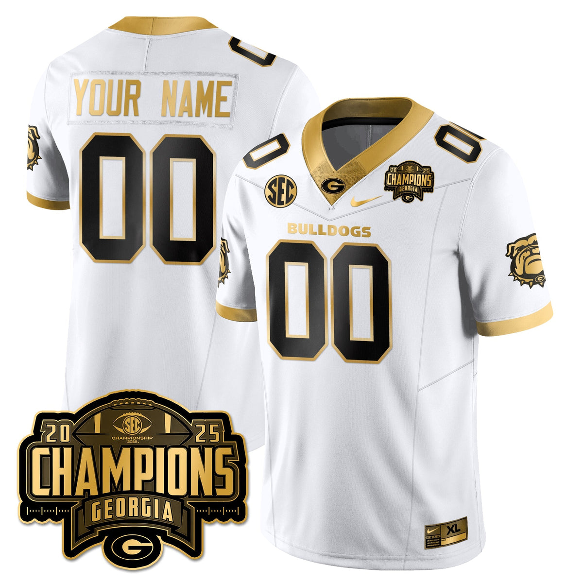 Custom UGA Vapor Limited Gold Jersey - SEC Football Champions