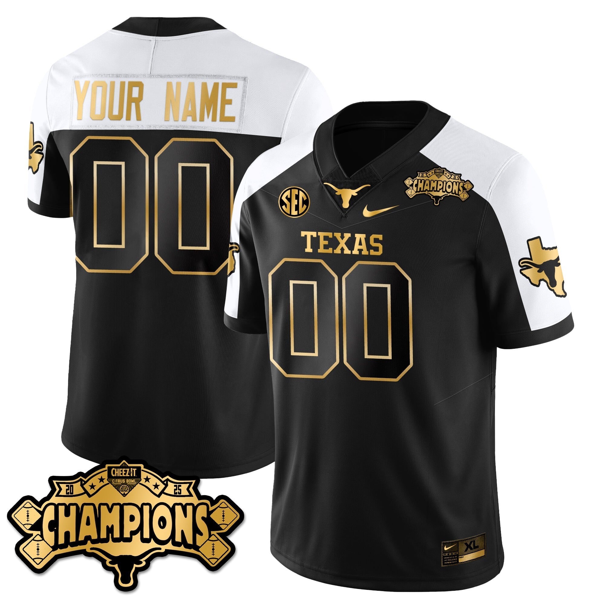 TEX Football Vapor Limited Gold Custom Jersey - Citrus Bowl Champions
