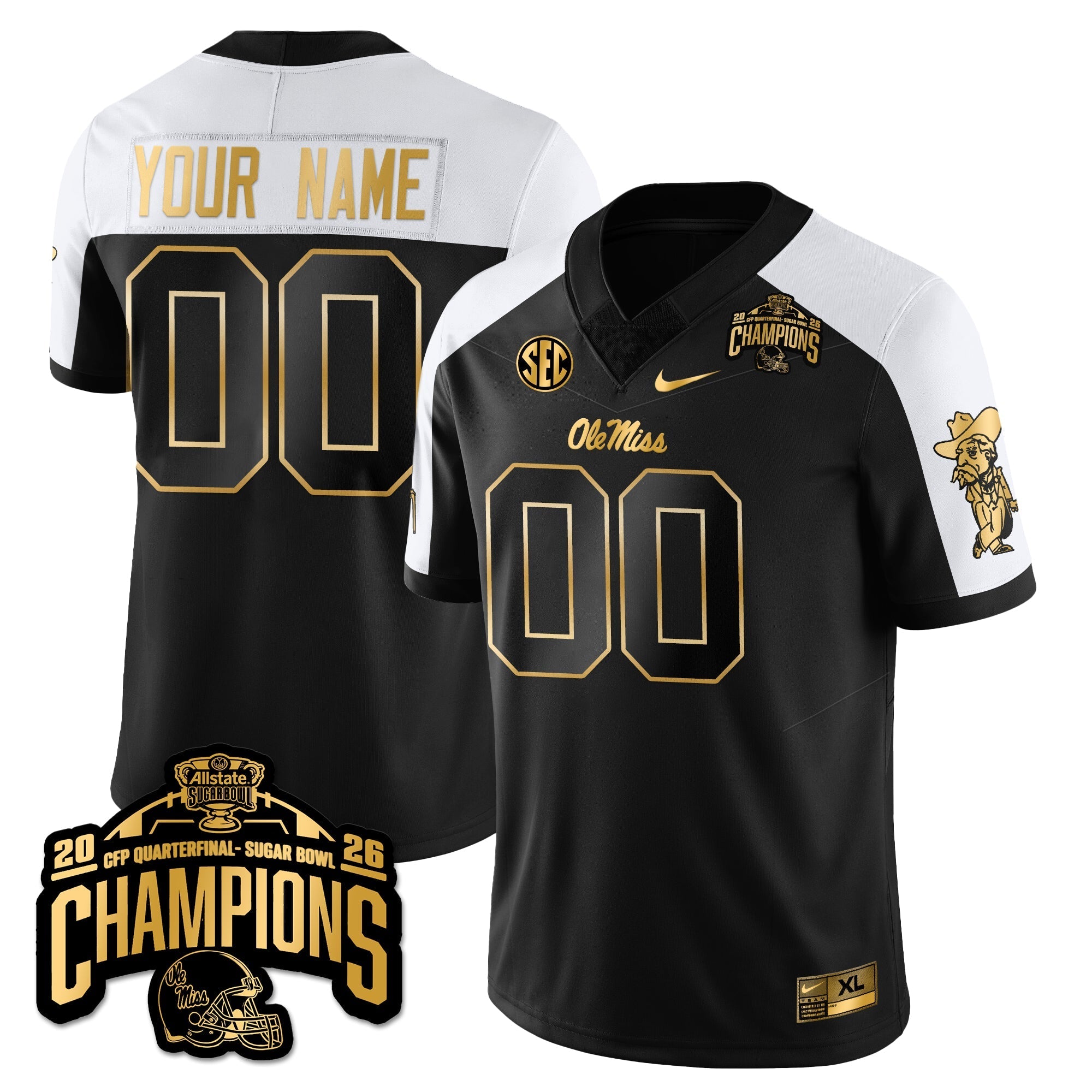 Custom OMB Football Vapor Limited Gold Jersey - Allstate Sugar Bowl Champions