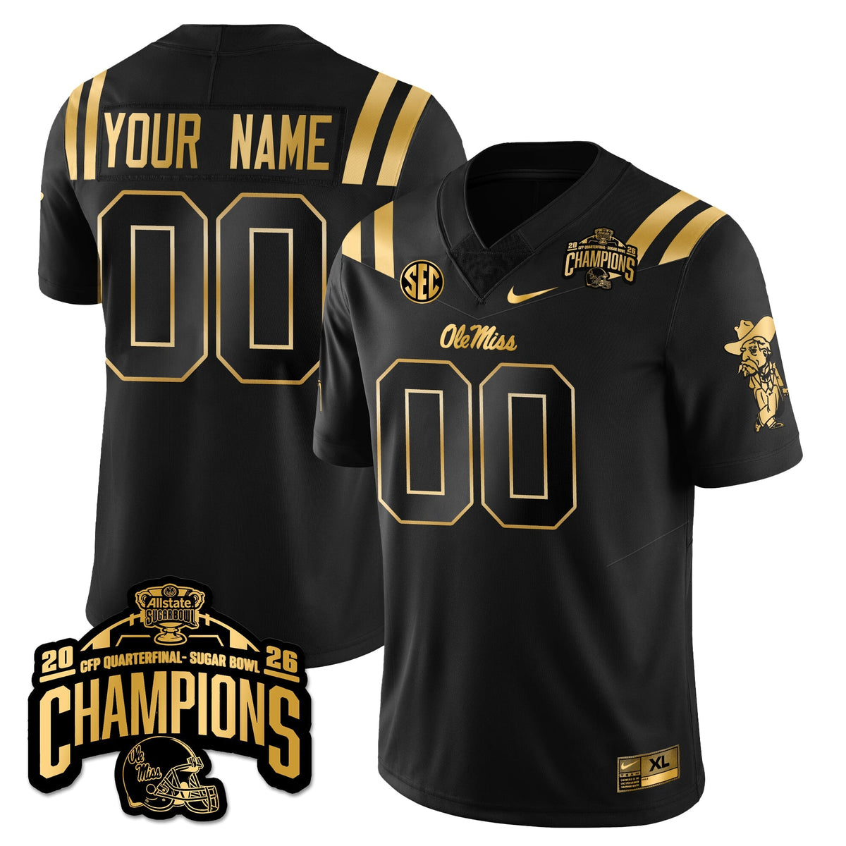 Custom OMB Football Vapor Limited Gold Jersey - Allstate Sugar Bowl Champions