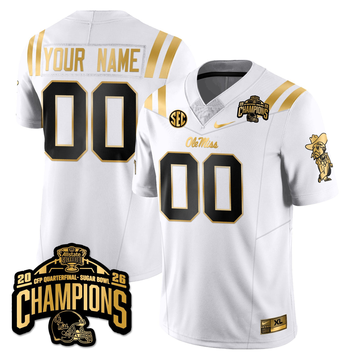 Custom OMB Football Vapor Limited Gold Jersey - Allstate Sugar Bowl Champions