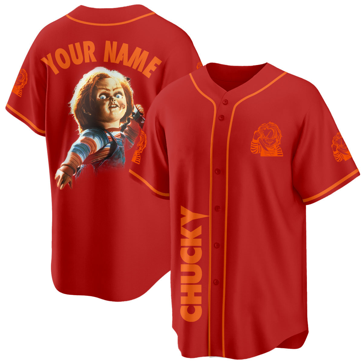 Killer Doll Horror Movie Halloween 2026 Custom Name Baseball Jersey