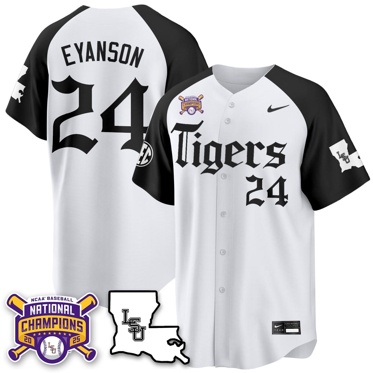 LSU 2025 World Series Champions 'Gothic Geaux Edition' Jersey - Stitched