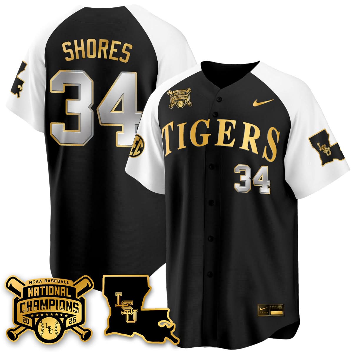 LSU 2025 College World Series Champions Limited Jersey - Stitched