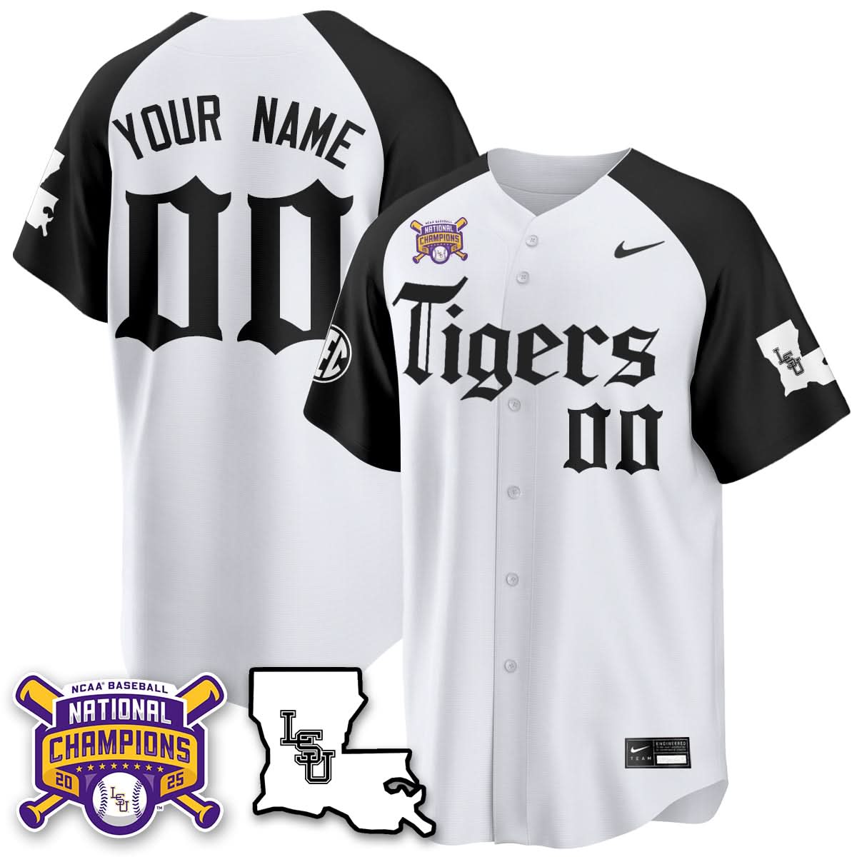 LSU 2025 World Series Champions 'Gothic Geaux Edition' Custom Jersey - Stitched