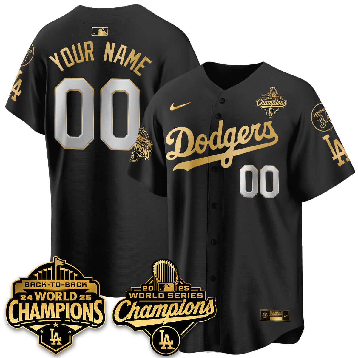 Custom LAD 2025 World Series Champions Jersey - Stitched