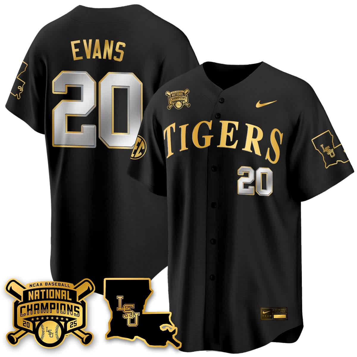 LSU 2025 College World Series Champions Limited Jersey - Stitched