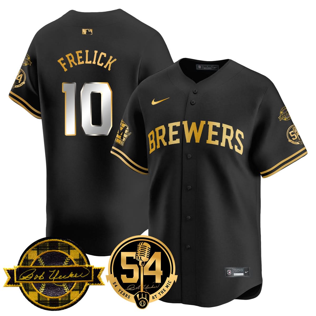 MB Jersey - Bob Uecker, 54 Seasons for Brewers Jersey - Stitched