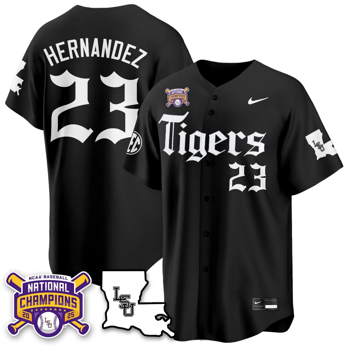 LSU 2025 World Series Champions 'Gothic Geaux Edition' Jersey - Stitched