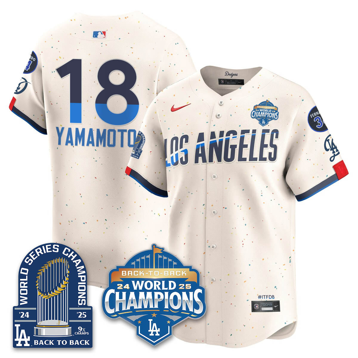 LAD 2025 World Series Champions Jersey - 9x Champs - Stitched