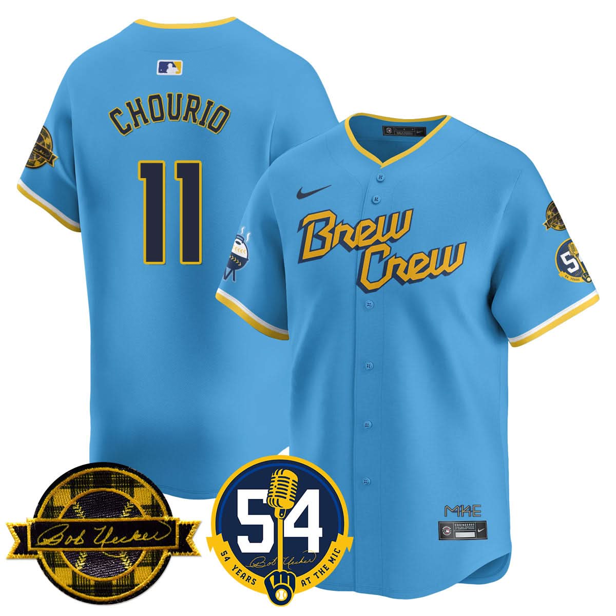 MB Jersey - Bob Uecker, 54 Seasons for Brewers Jersey - Stitched