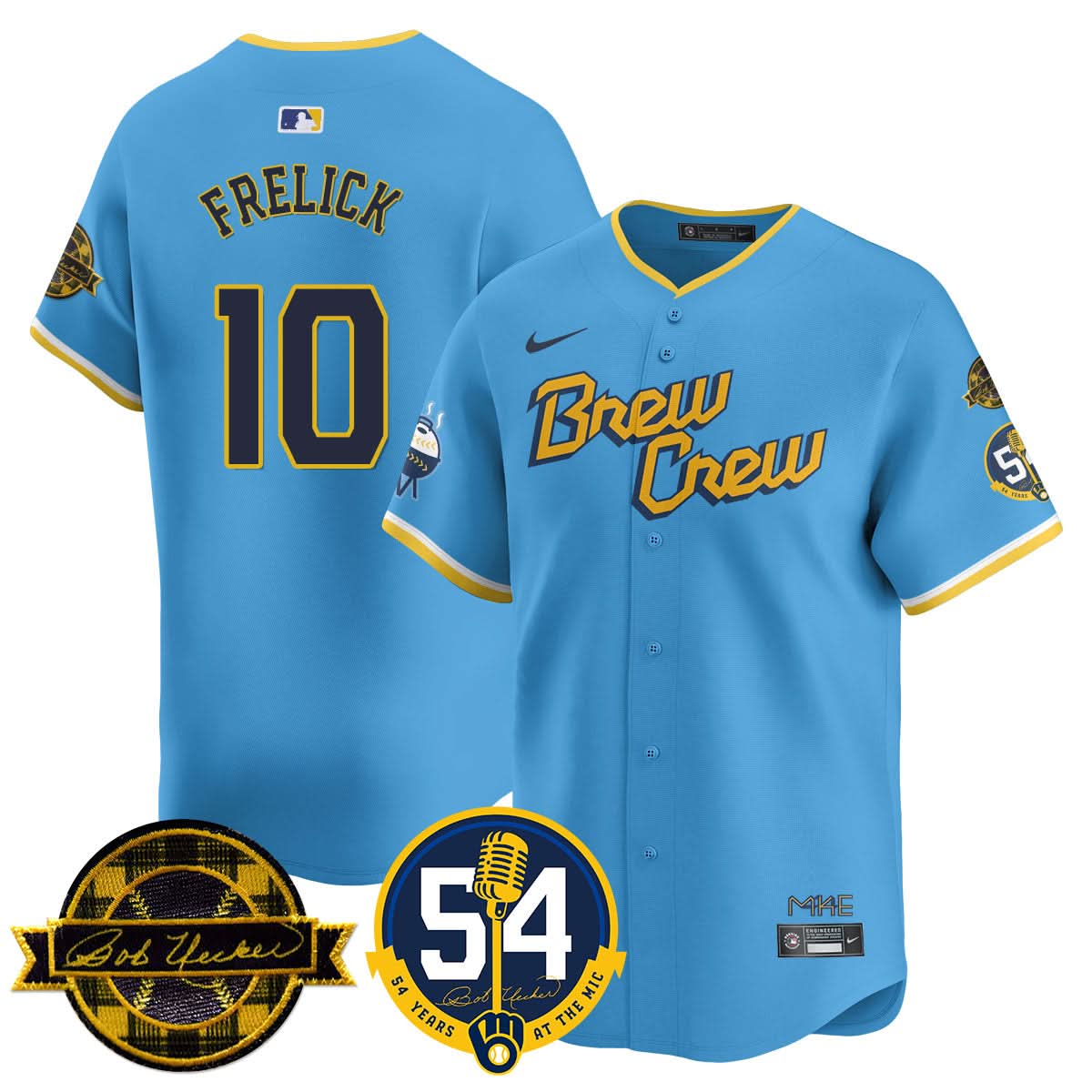 MB Jersey - Bob Uecker, 54 Seasons for Brewers Jersey - Stitched