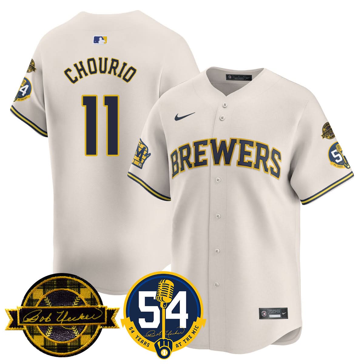 MB Jersey - Bob Uecker, 54 Seasons for Brewers Jersey - Stitched