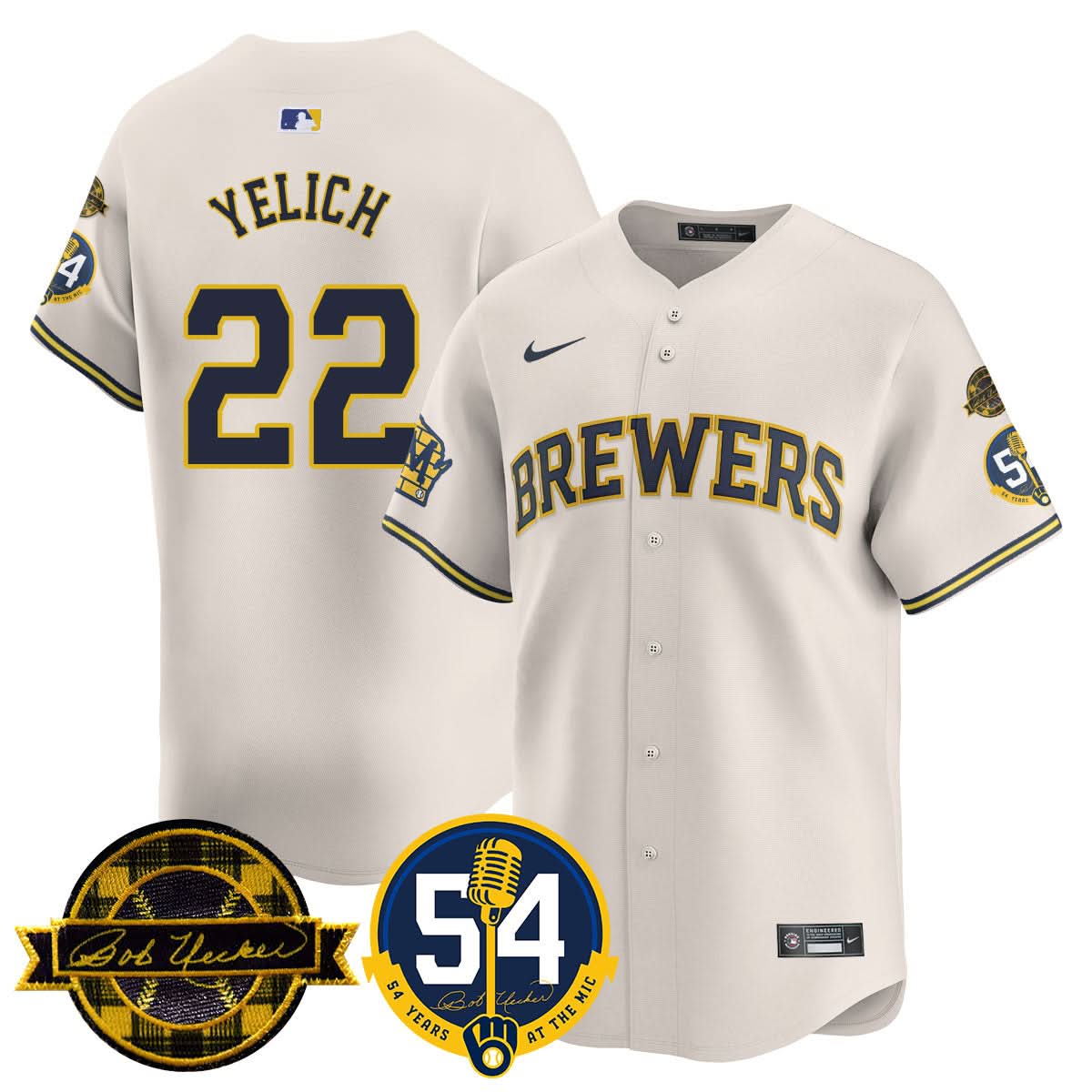 MB Jersey - Bob Uecker, 54 Seasons for Brewers Jersey - Stitched
