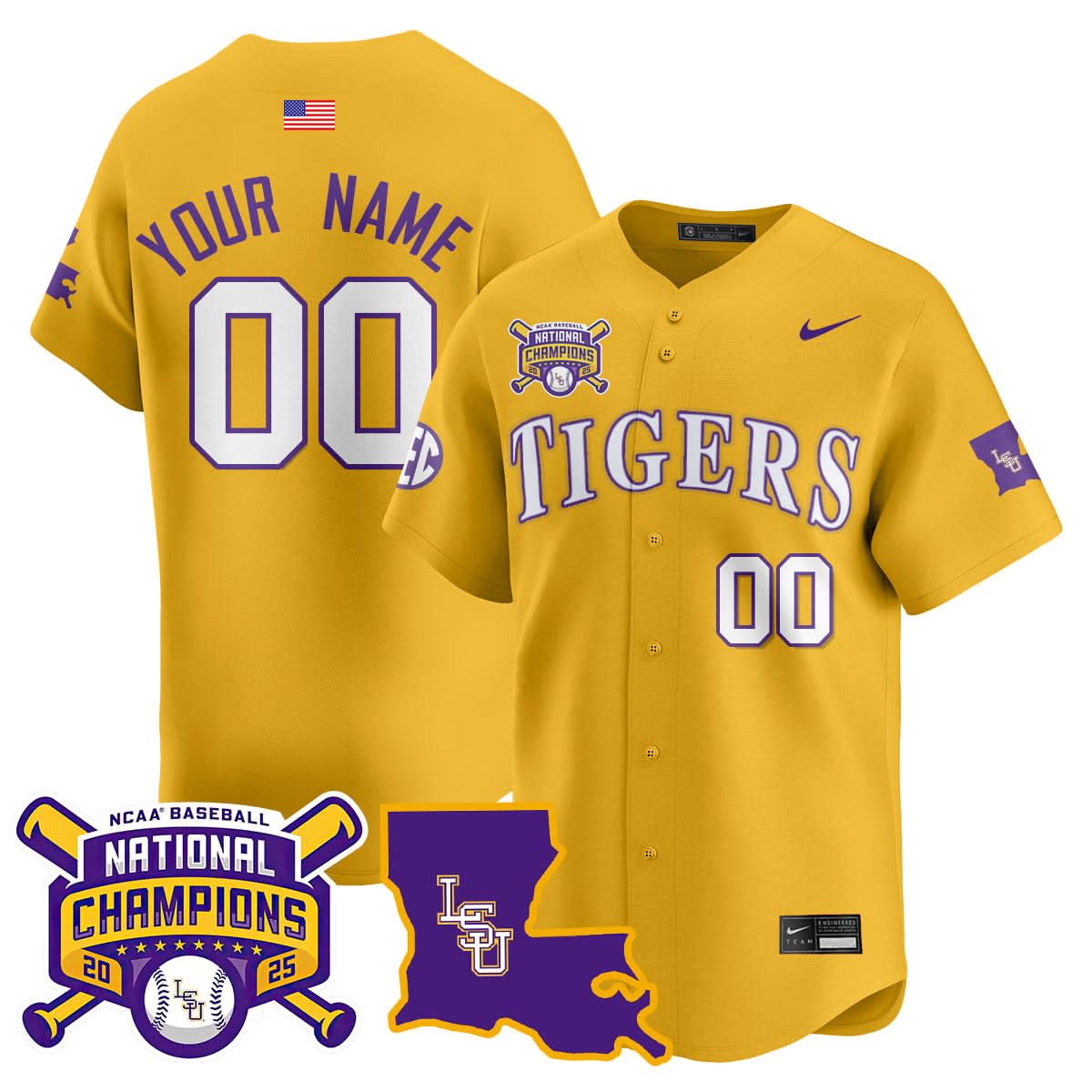 LSU 2025 World Series Champions Limited Custom Jersey - Stitched