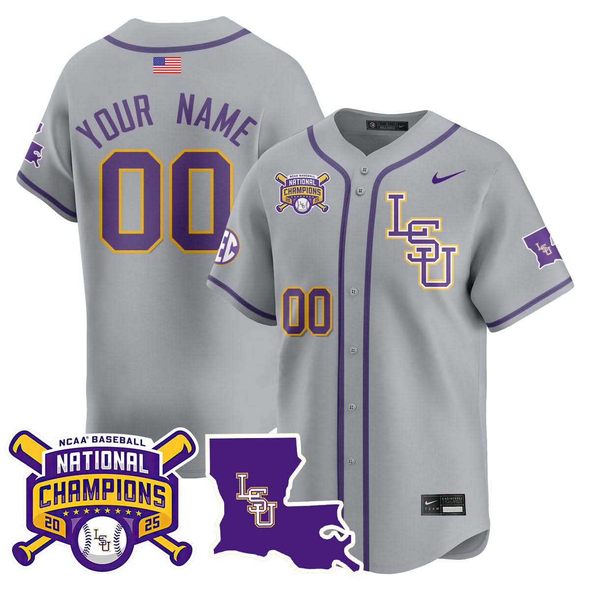 LSU 2025 World Series Champions Limited Custom Jersey - Stitched