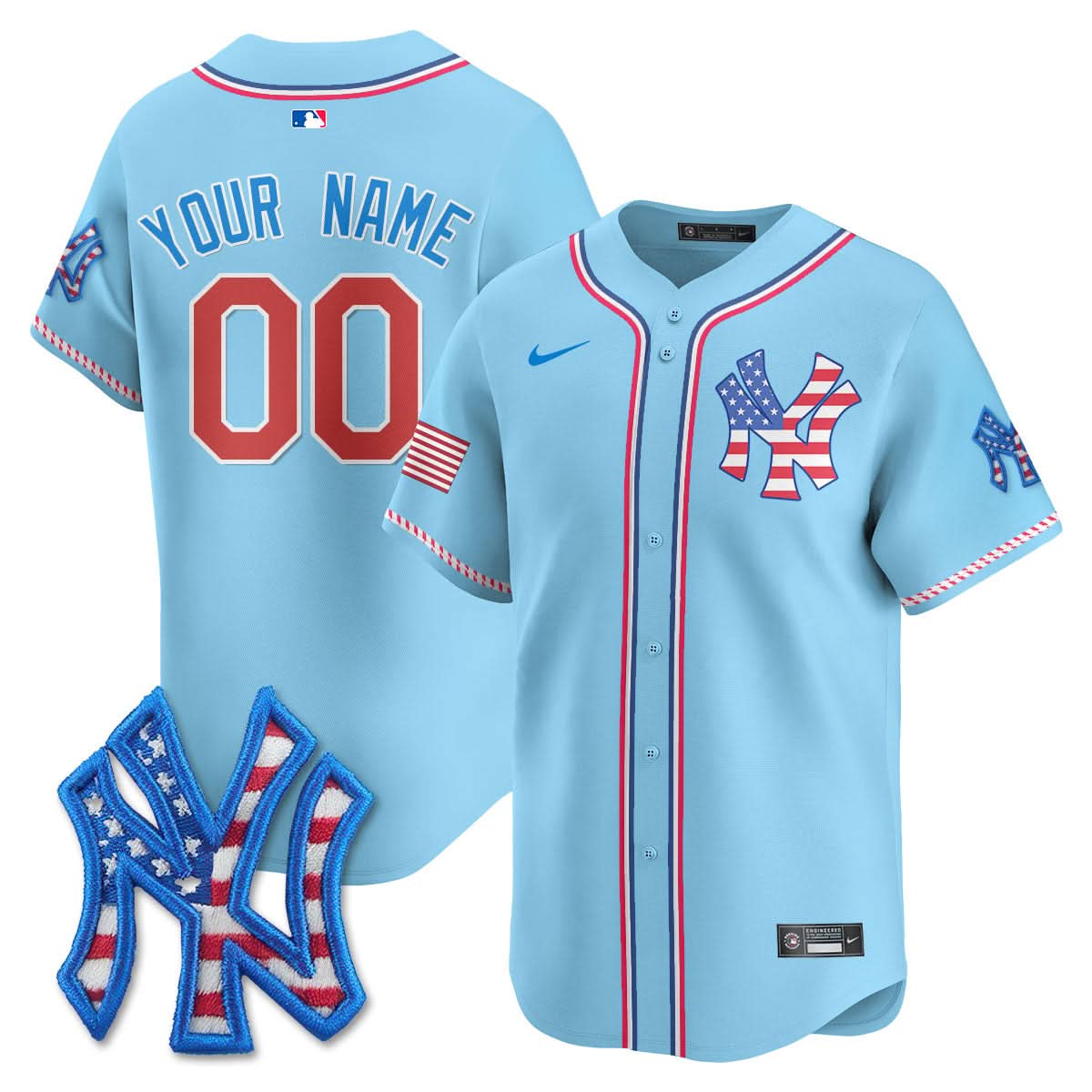 NYY 2025 Fourth of July Custom Jersey - Stitched