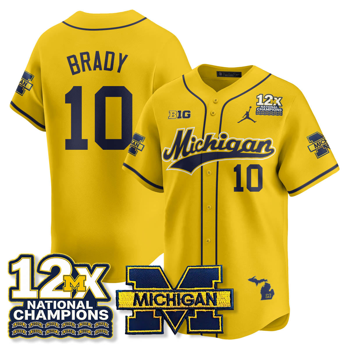MICH 12x-Time National Champions Baseball Limited Jersey - Stitched