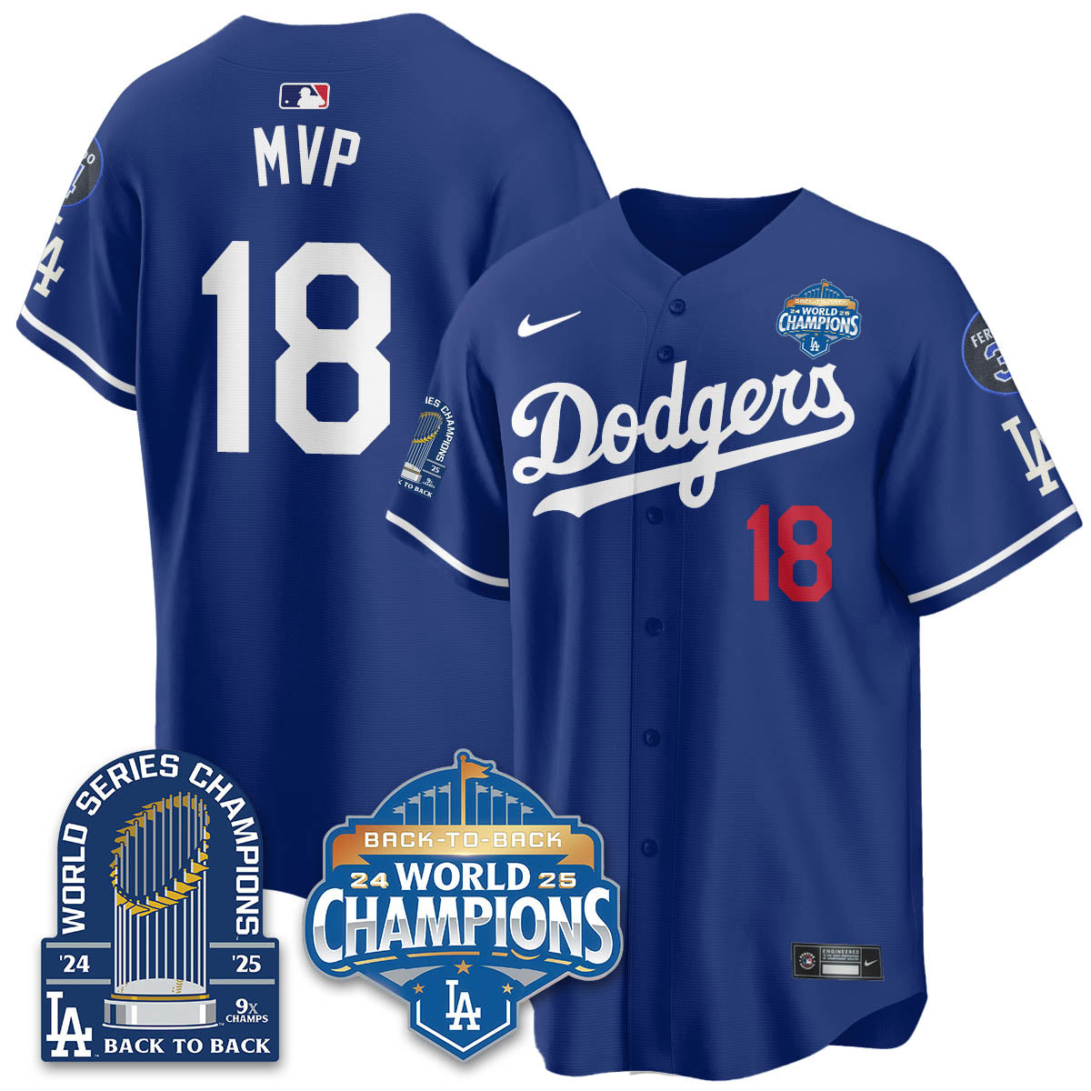 LAD 2025 World Series Champions Jersey - 9x Champs - Stitched