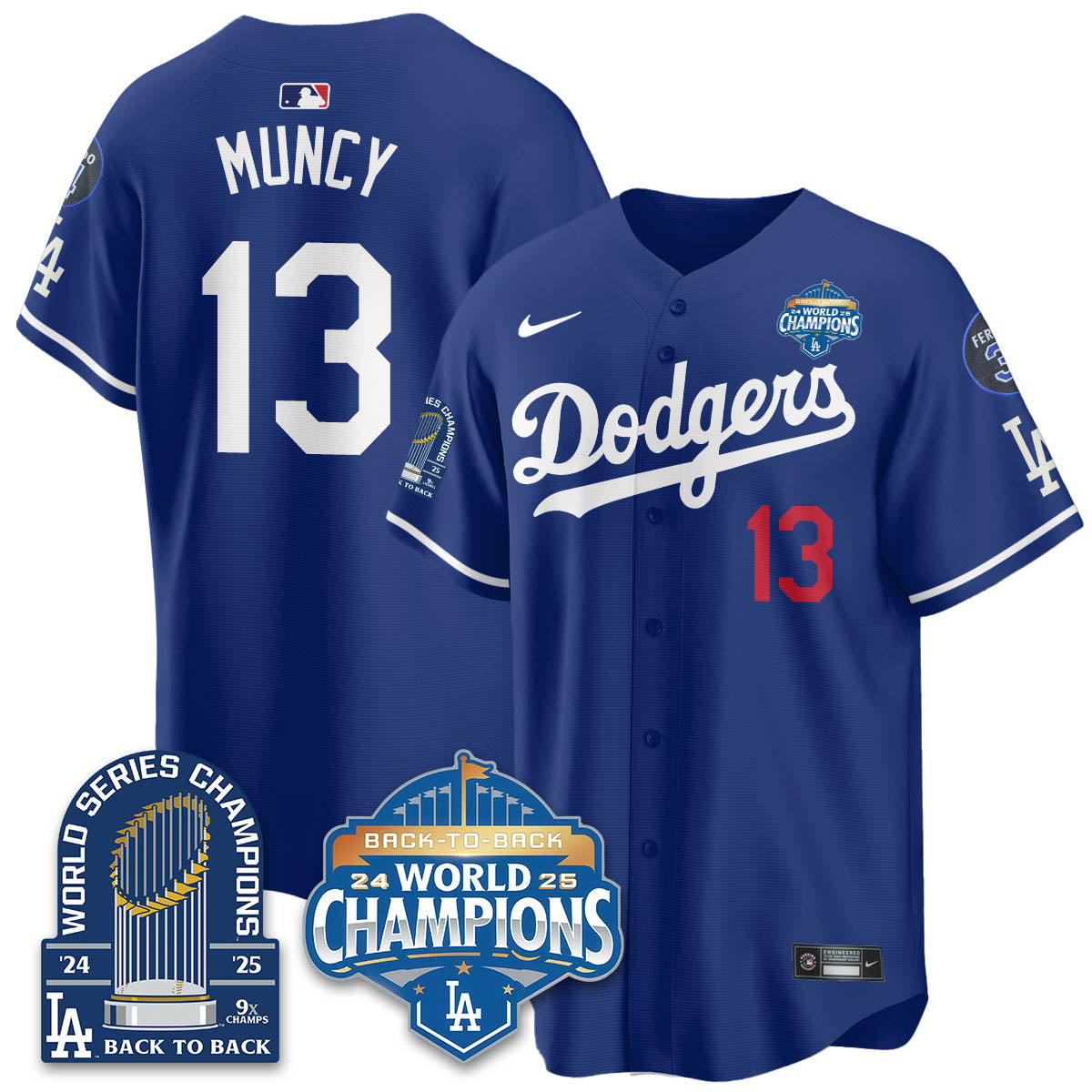 LAD 2025 World Series Champions Jersey - 9x Champs - Stitched