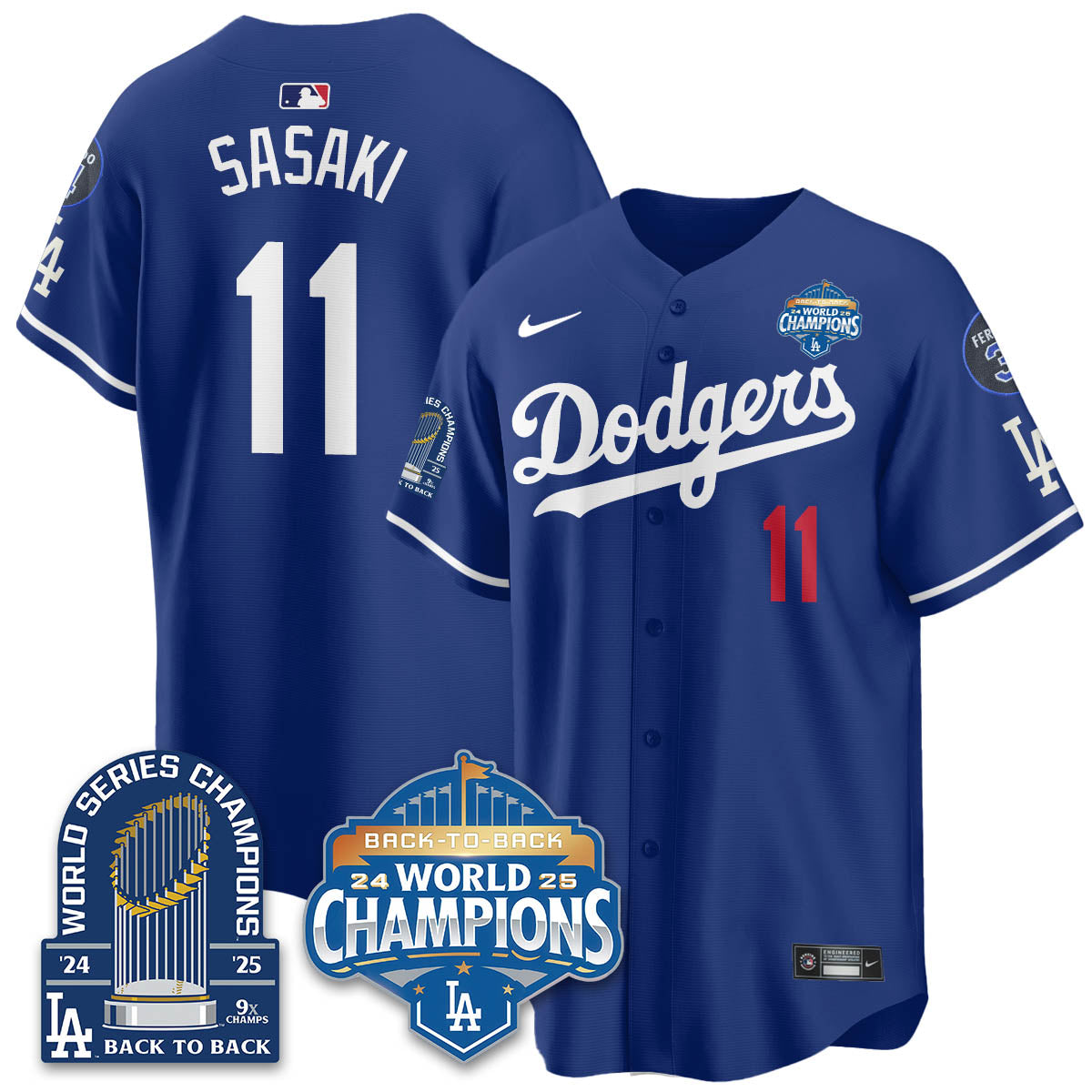 LAD 2025 World Series Champions Jersey - 9x Champs - Stitched