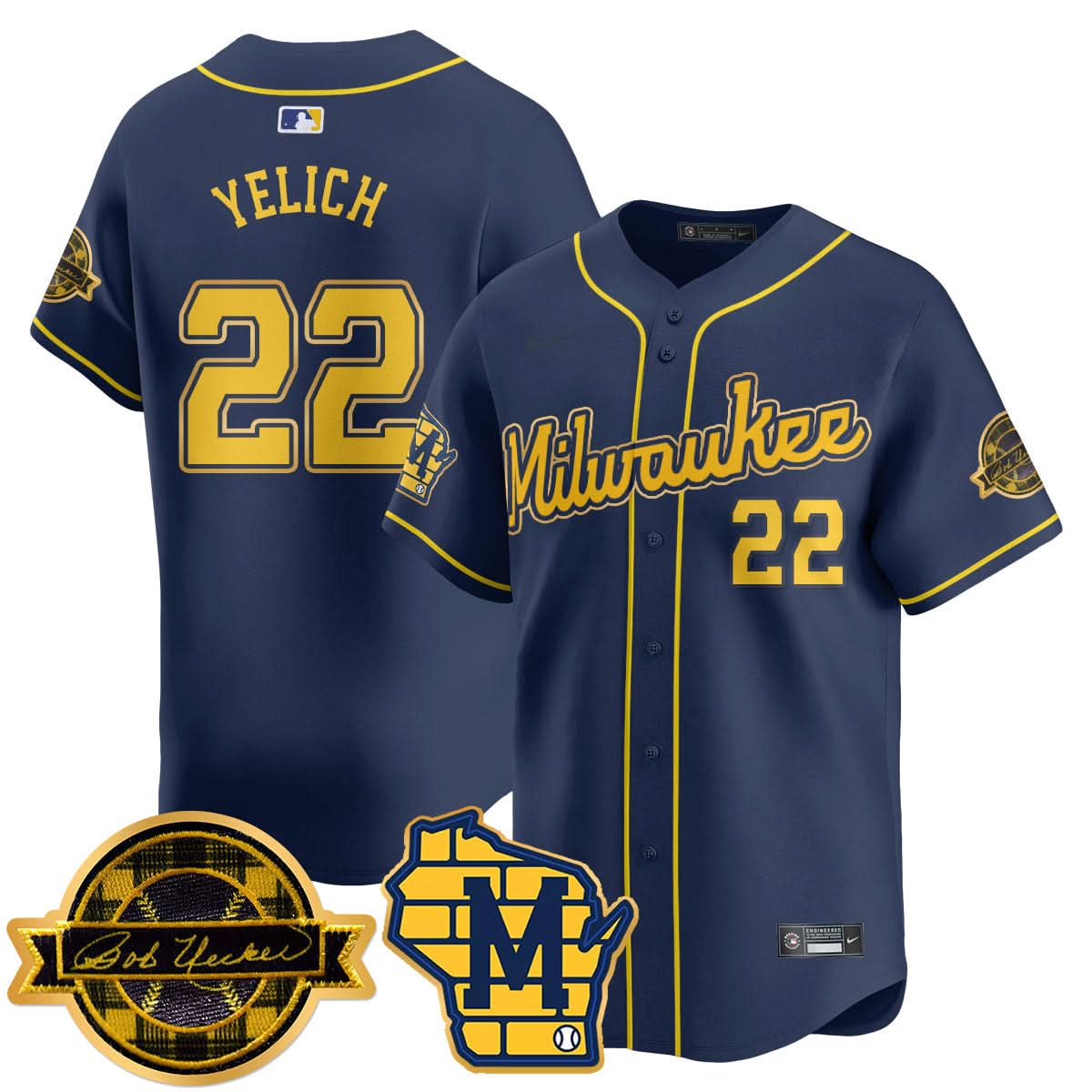 MB 2025 Limited Gold Jersey - Bob Uecker Patch - Stitched