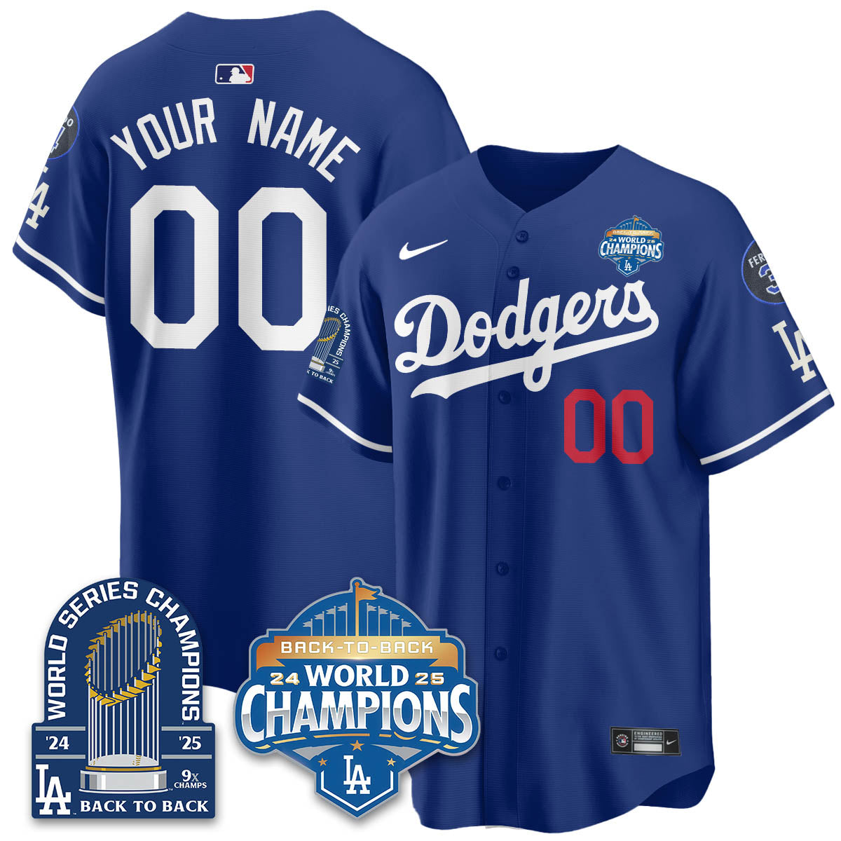 Custom LAD 2025 World Series Champions Jersey - 9x Champs - Stitched