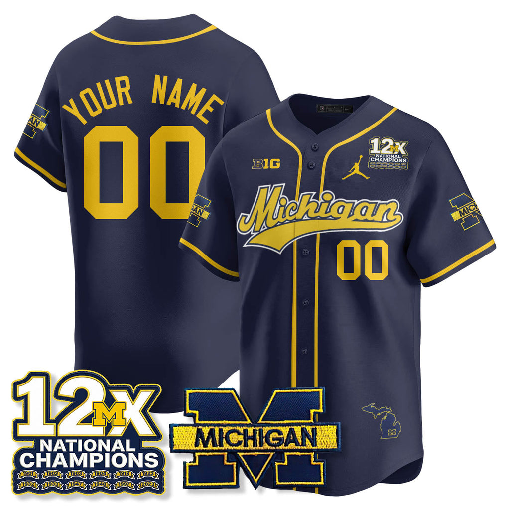 MICH 12x-Time National Champions Baseball Limited Jersey - Stitched