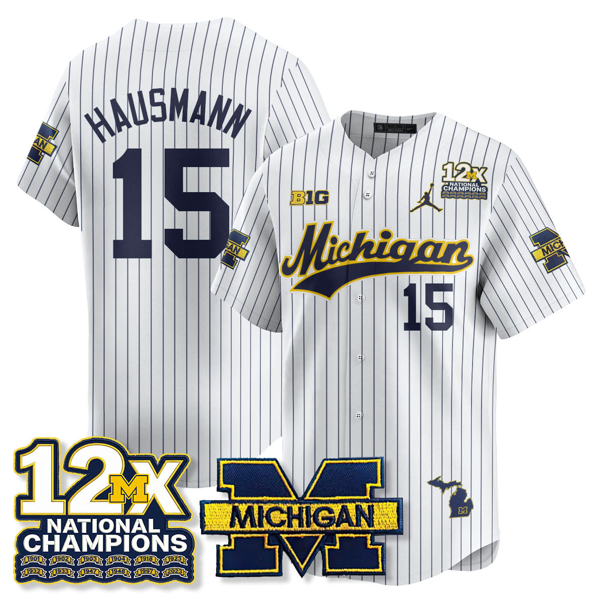 MICH 12x-Time National Champions Baseball Limited Jersey - Stitched