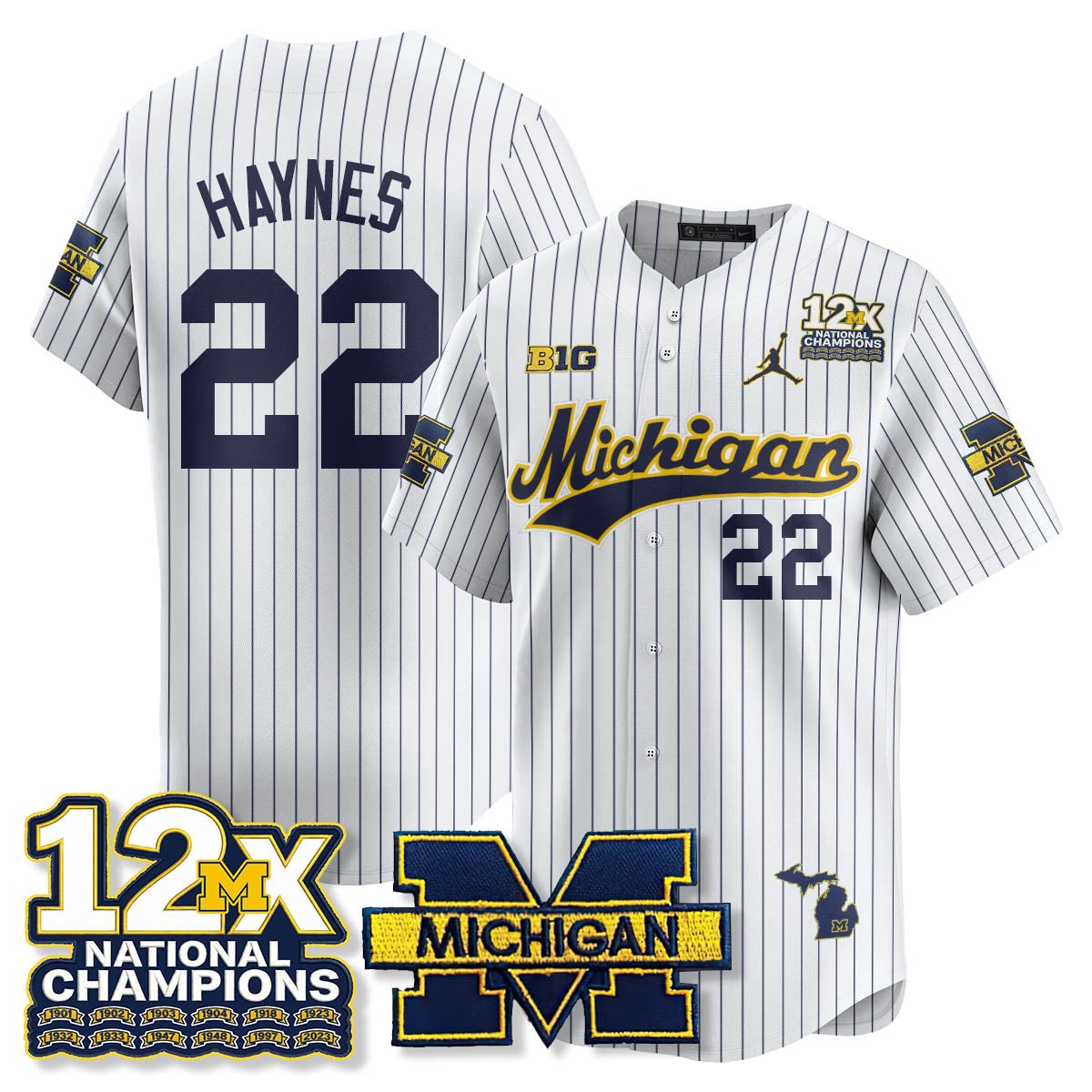 MICH 12x-Time National Champions Baseball Limited Jersey - Stitched