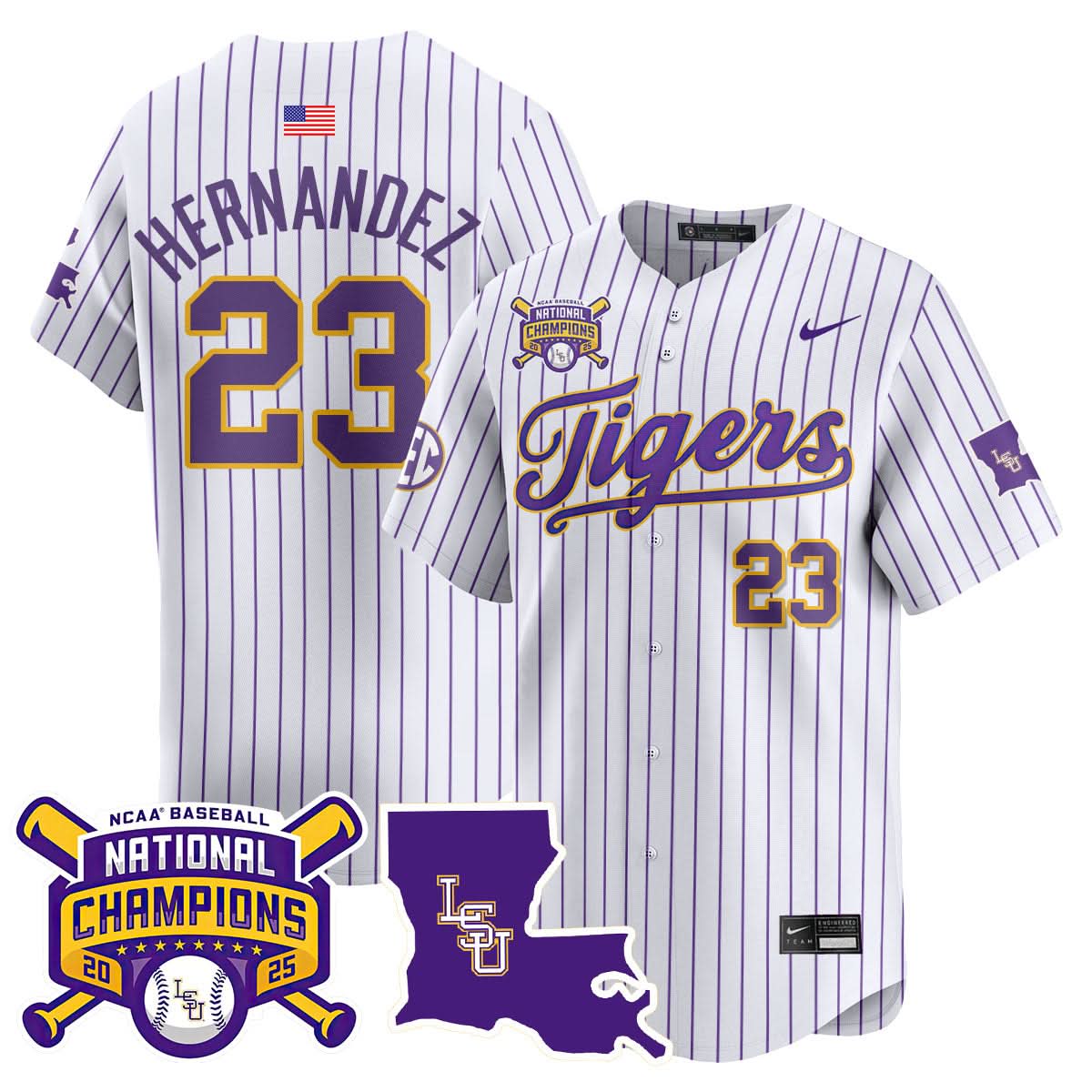 LSU 2025 College World Series Champions Limited Jersey - Stitched