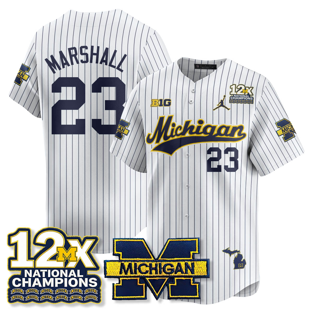 MICH 12x-Time National Champions Baseball Limited Jersey - Stitched