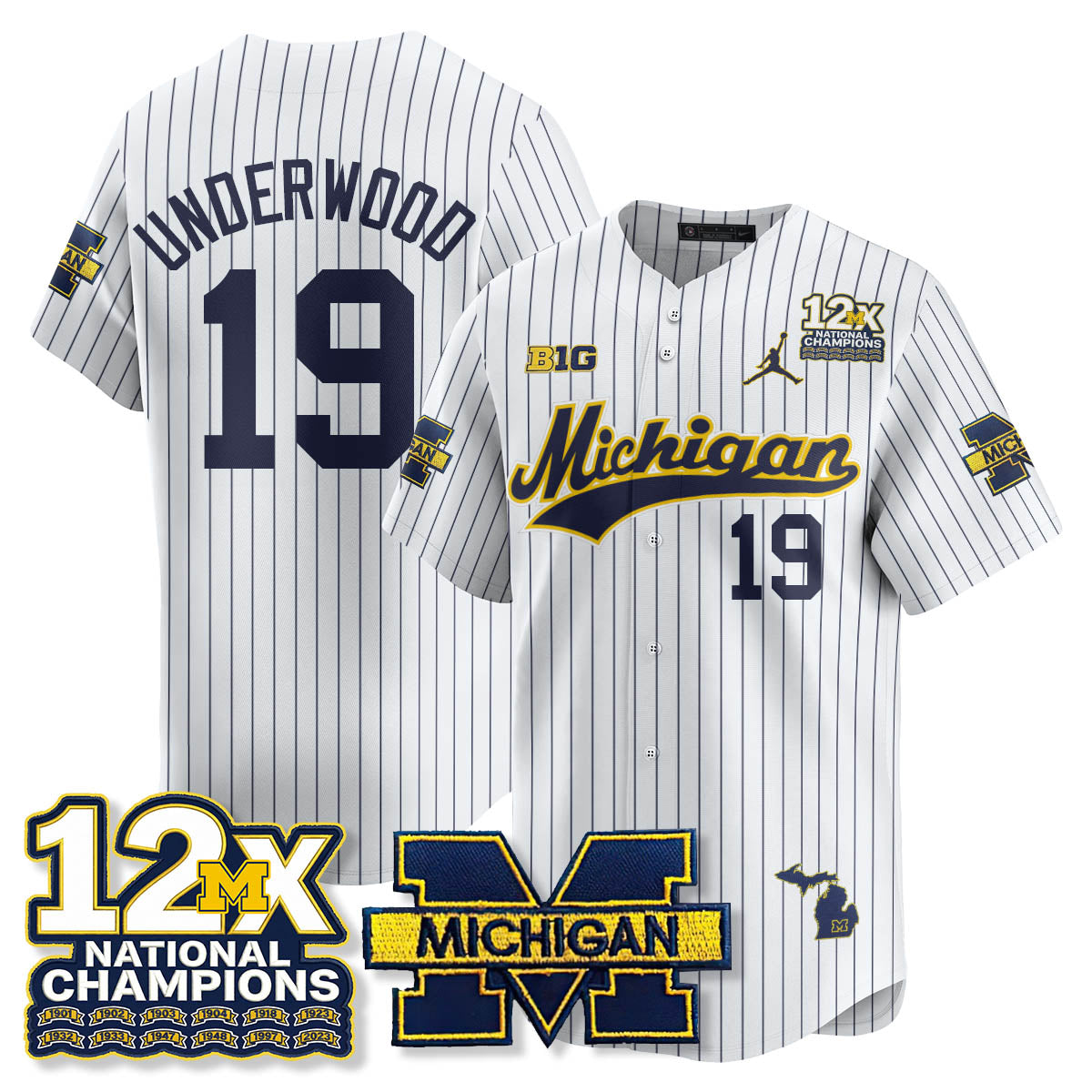 MICH 12x-Time National Champions Baseball Limited Jersey - Stitched