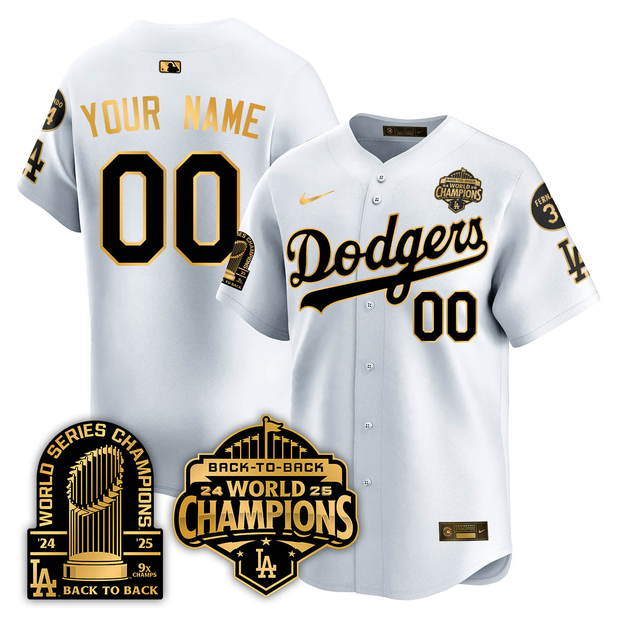LAD 2025 World Series Champions Jersey - 9x Champs - Stitched