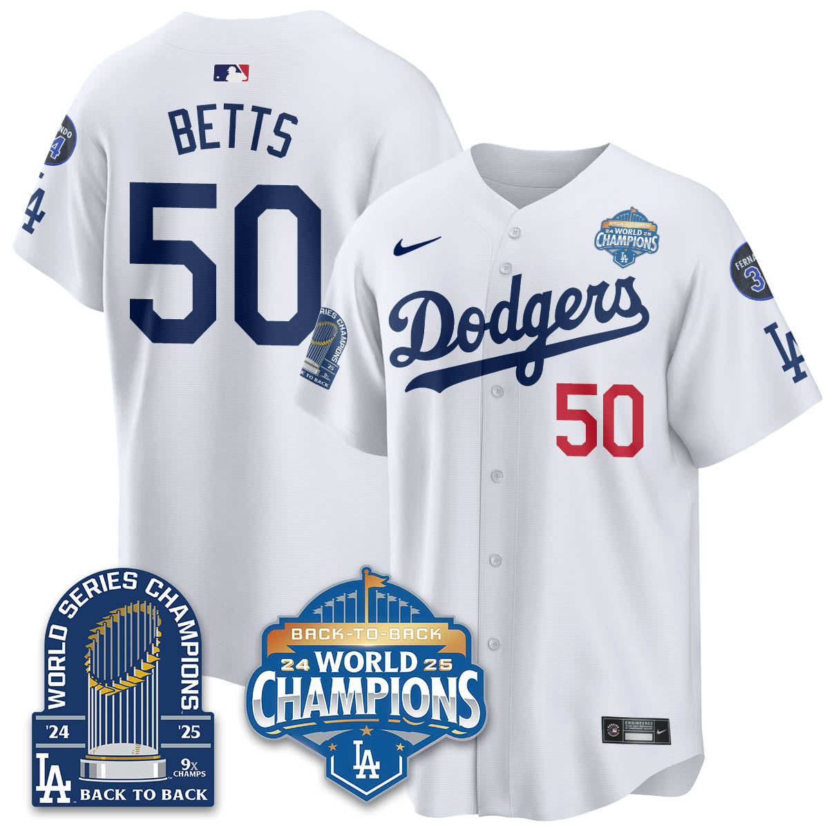 LAD 2025 World Series Champions Jersey - 9x Champs - Stitched
