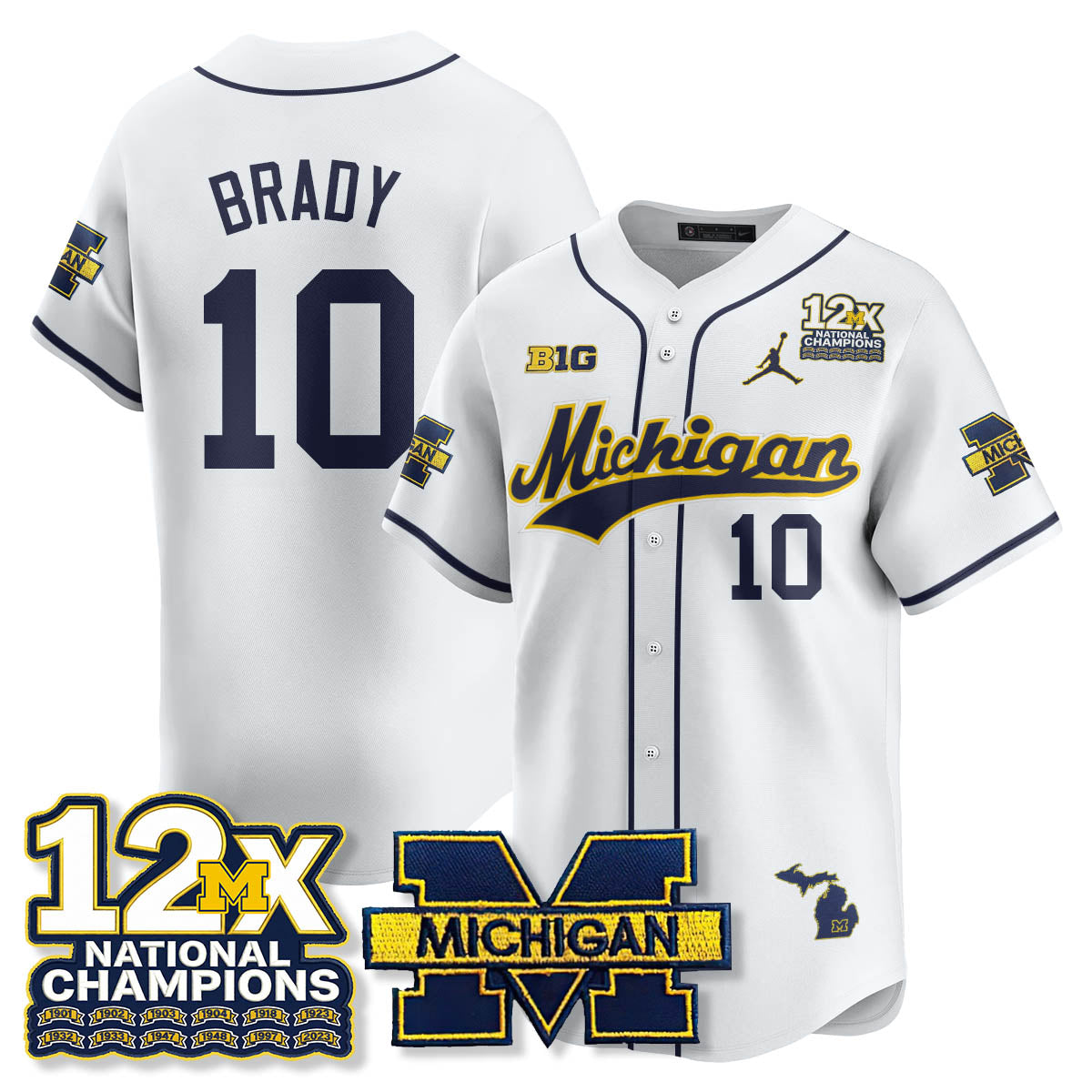 MICH 12x-Time National Champions Baseball Limited Jersey - Stitched