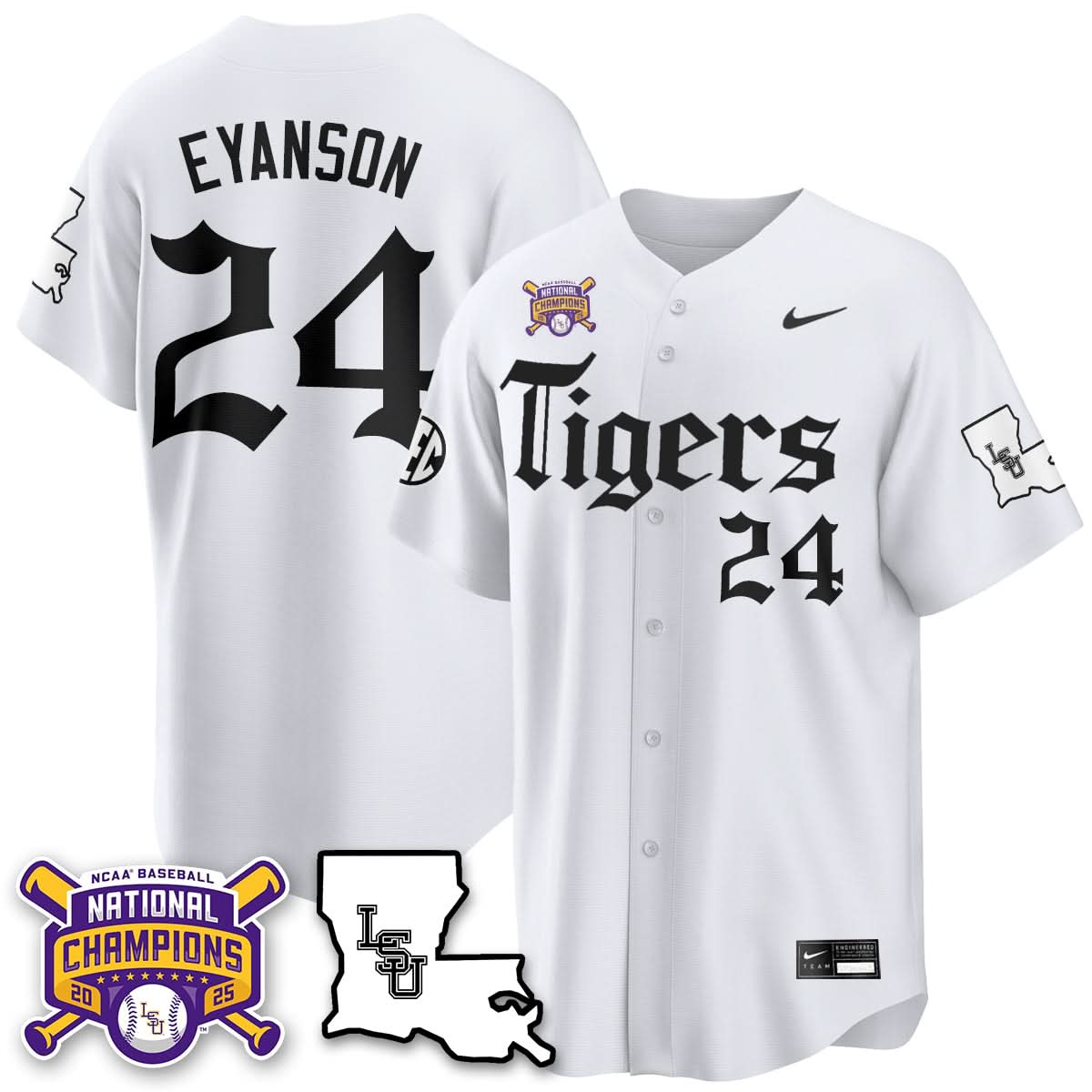 LSU 2025 World Series Champions 'Gothic Geaux Edition' Jersey - Stitched