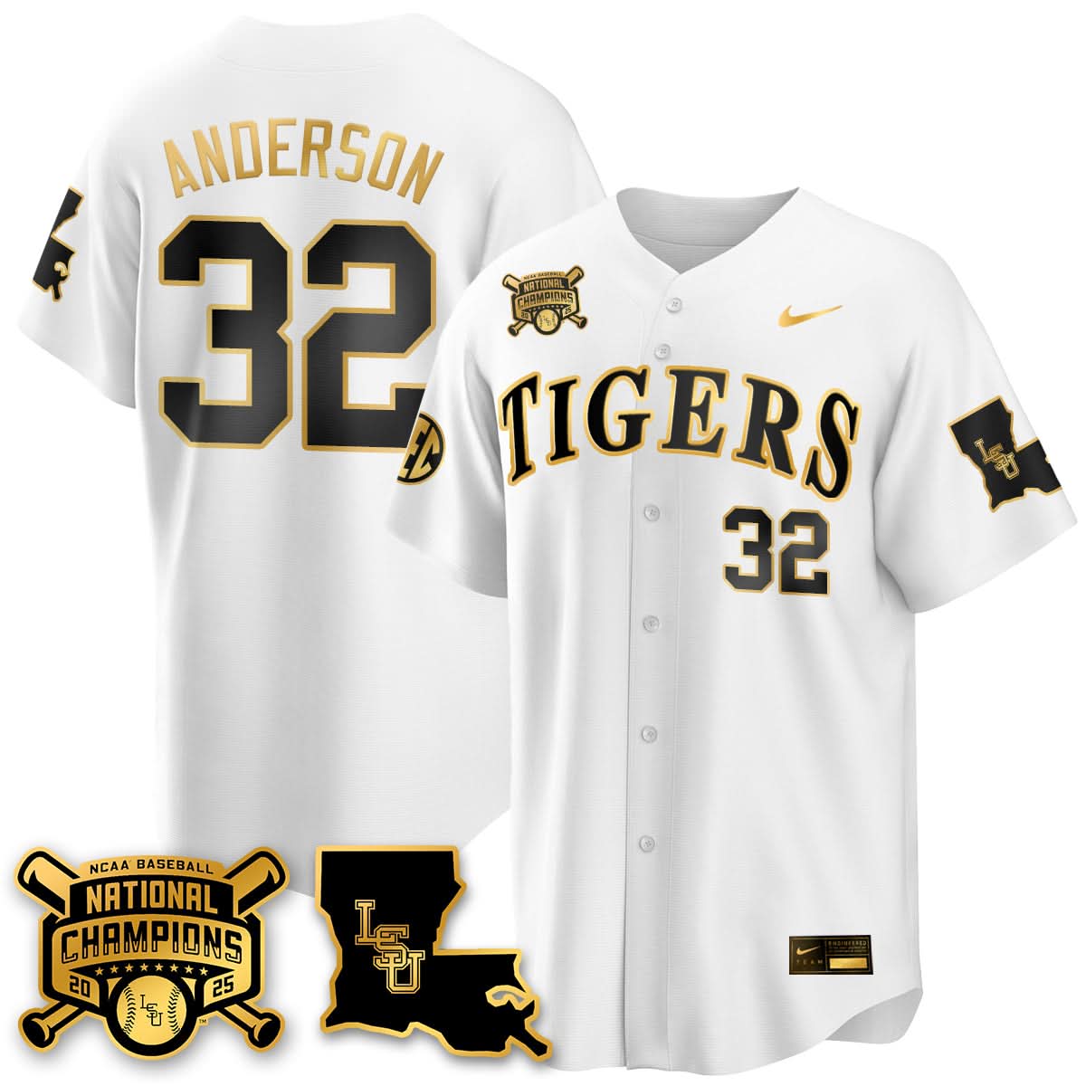LSU 2025 College World Series Champions Limited Jersey - Stitched