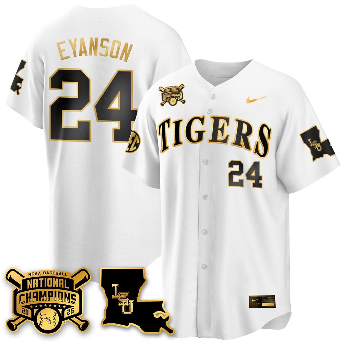 LSU 2025 College World Series Champions Limited Jersey - Stitched