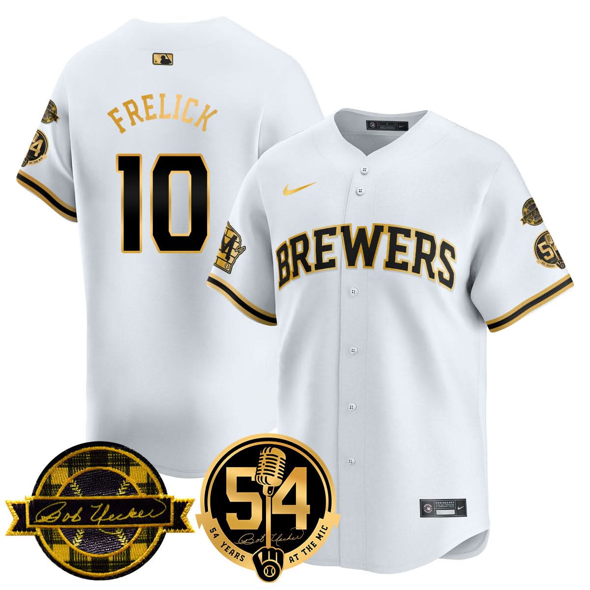 MB Jersey - Bob Uecker, 54 Seasons for Brewers Jersey - Stitched