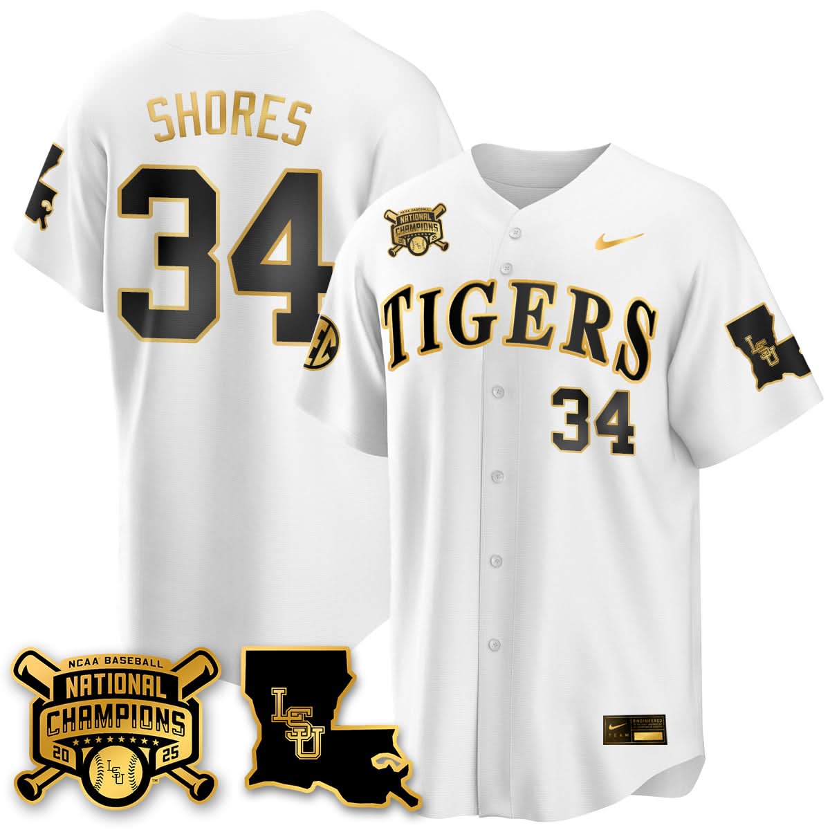 LSU 2025 College World Series Champions Limited Jersey - Stitched