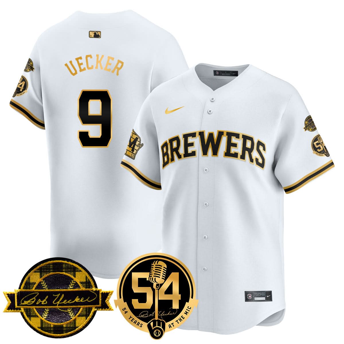 MB Jersey - Bob Uecker, 54 Seasons for Brewers Jersey - Stitched