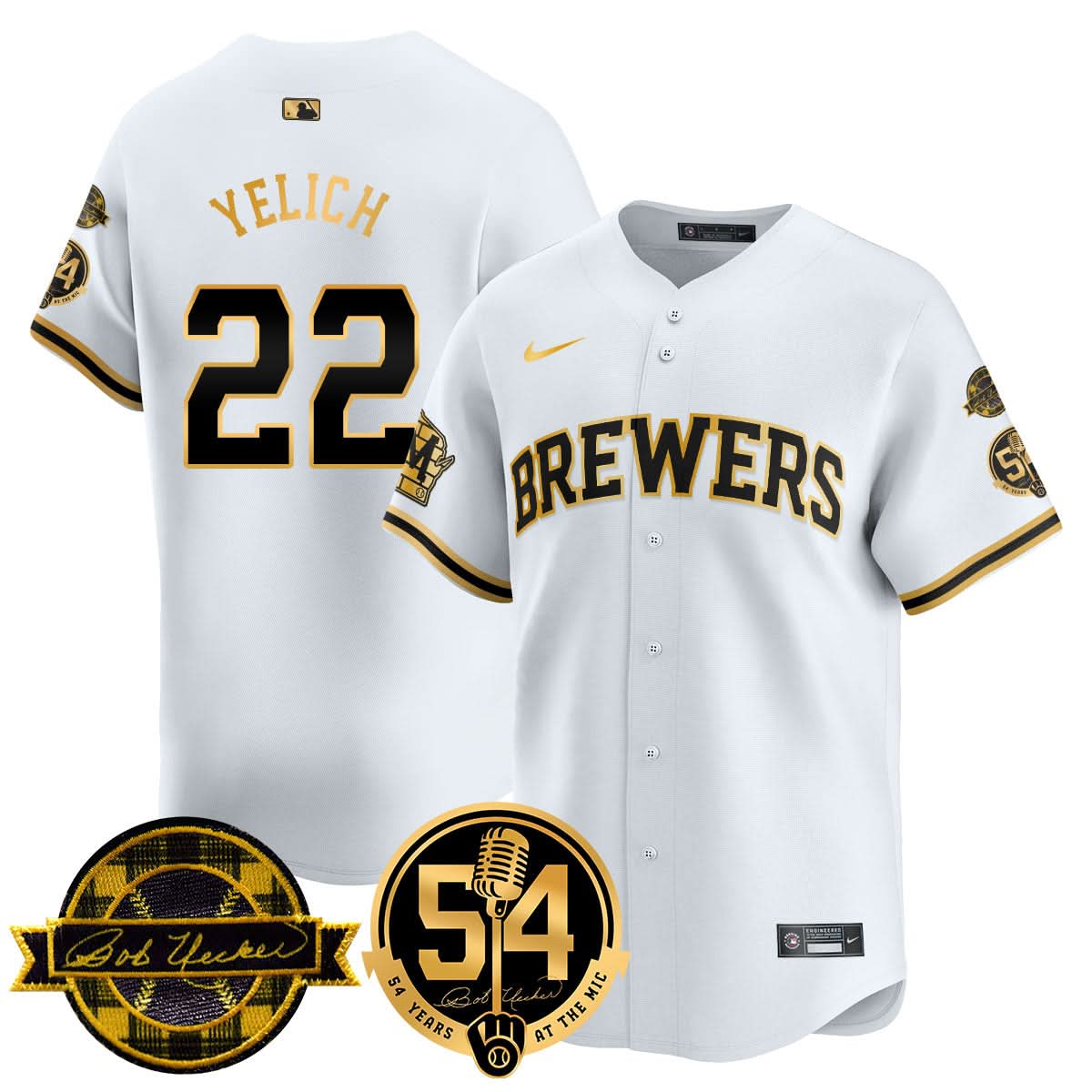 MB Jersey - Bob Uecker, 54 Seasons for Brewers Jersey - Stitched