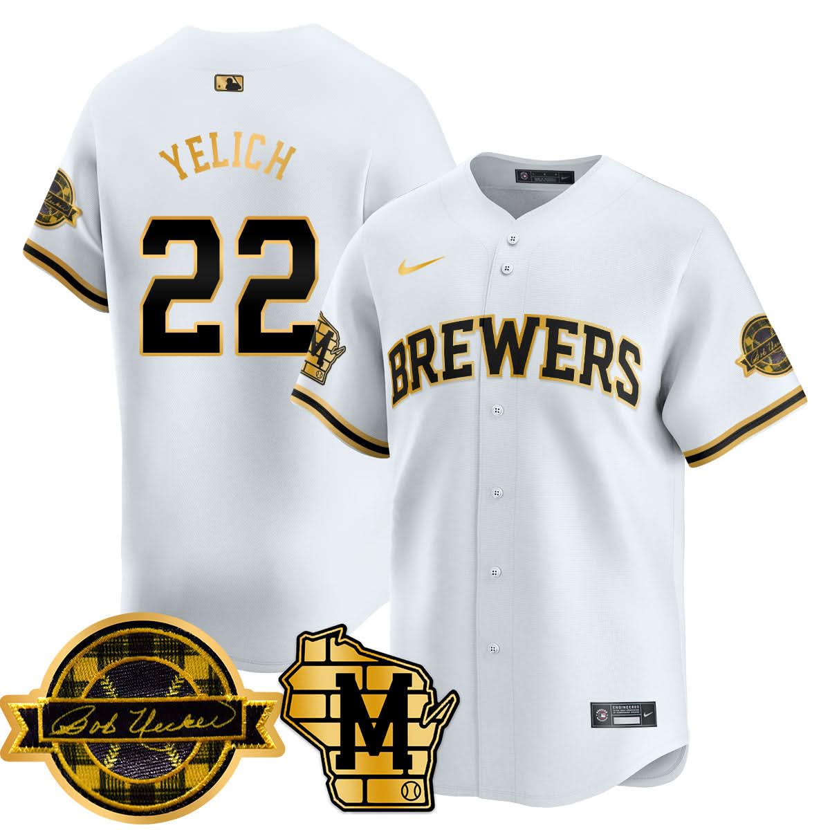 MB 2025 Limited Gold Jersey - Bob Uecker Patch - Stitched
