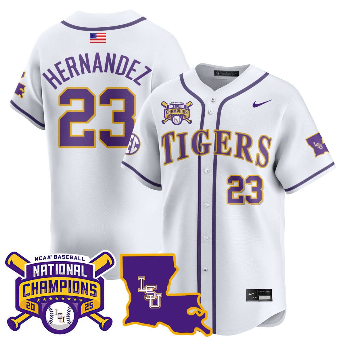 LSU 2025 College World Series Champions Limited Jersey - Stitched